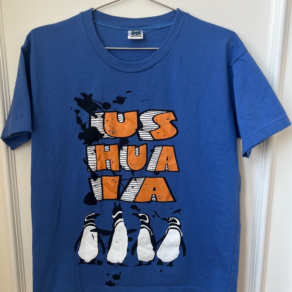 Ushuaia Ibiza End Of The World Penguin Merch Blue Short Sleeve T-Shirt Medium